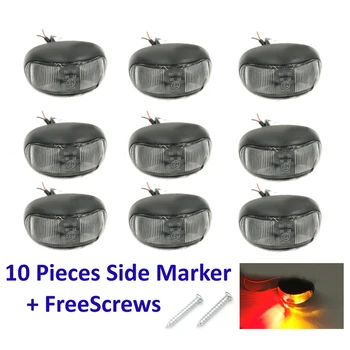 

10PCS For Truck Bright Piranhas Light Turn Lamps Side Marker Trail Lights Red-Yellow Color 2 LED Lamp Beads Wide Voltage 10-30V