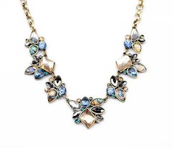 

Charming Women Designer Jewelry Irregular Gem Crystal Exquisite Statement Necklace Europe Hot Sale