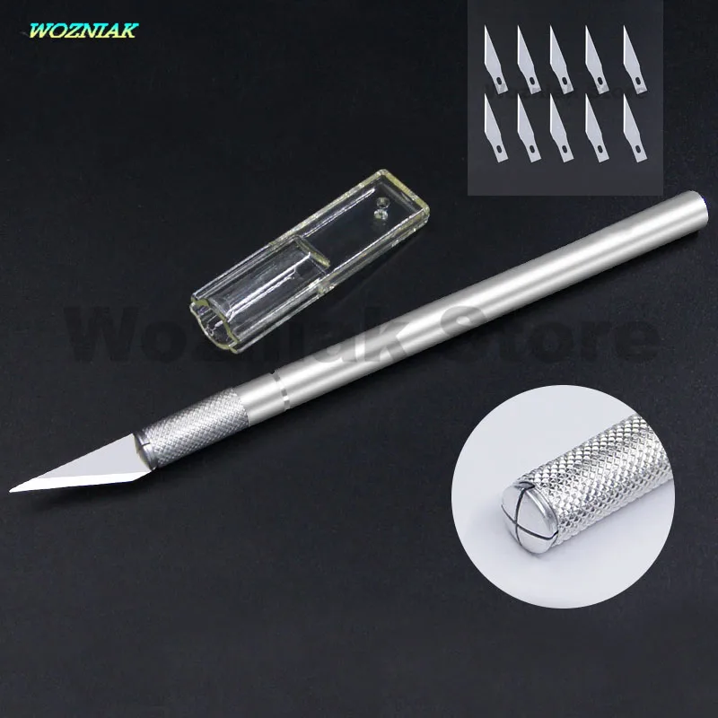 

Wozniak Metal Scalpel Knife Tools Kit Cutter Engraving Craft knives + 10 pcs Blade Mobile Phone Laptop PCB DIY Repair Hand Tools