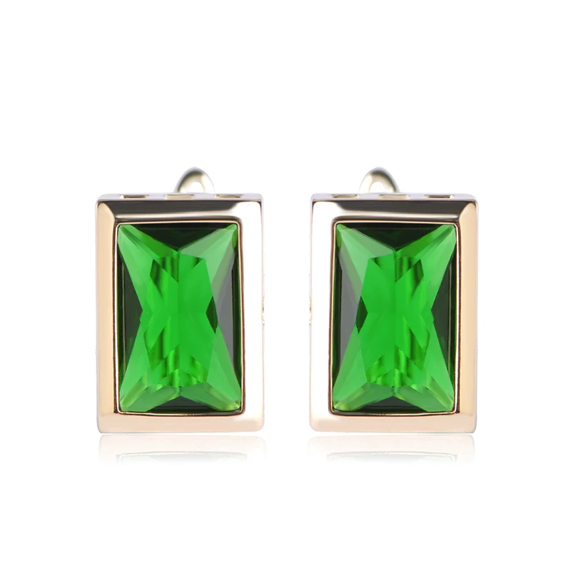 

Luxury Exquisite Women Stud Earrings AAA+ Zircon Brinco Aretes Antique Gold-color Square Earring For Women Copper Fine Jewelry