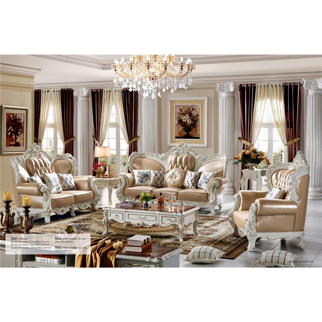 luxury european style leather sofa germany living room solid wood frame