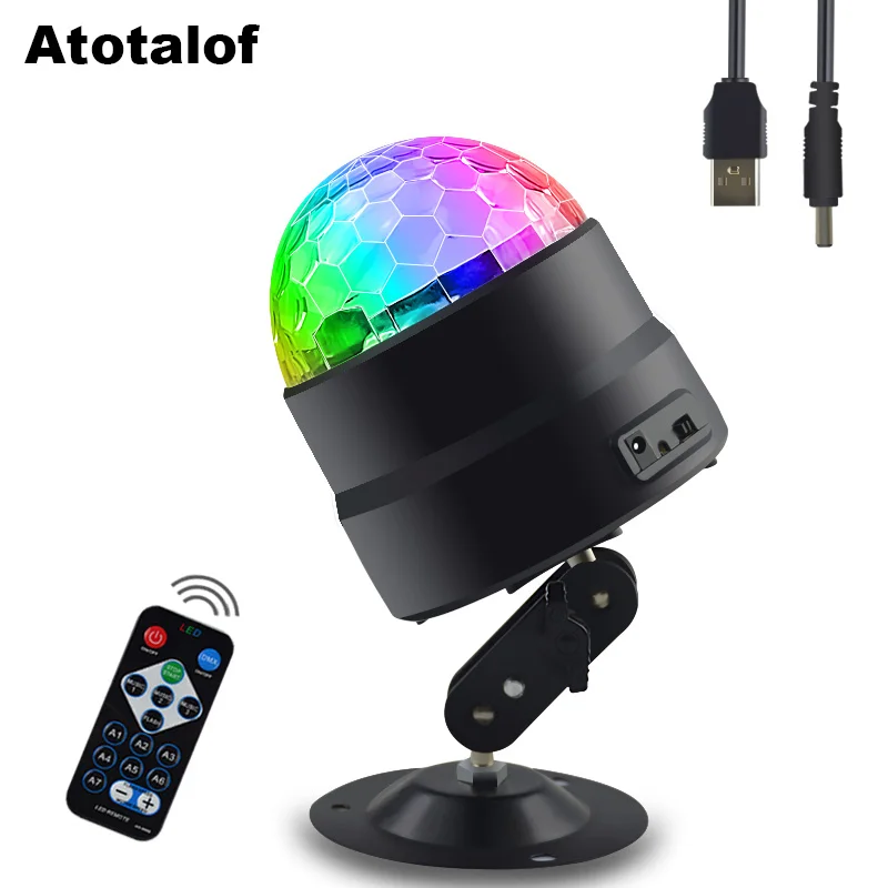 Atotalof Mini stage light 4W USB powered Sound actived Multicolor Disco ball magic effect lamp for birthday Party Concert Light