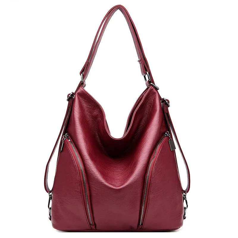 Sisjuly модные женские сумки большой емкости сумки-тоут многофункциональные кожаные сумки дизайнерские для женщин сумки через плечо - Цвет: Wine