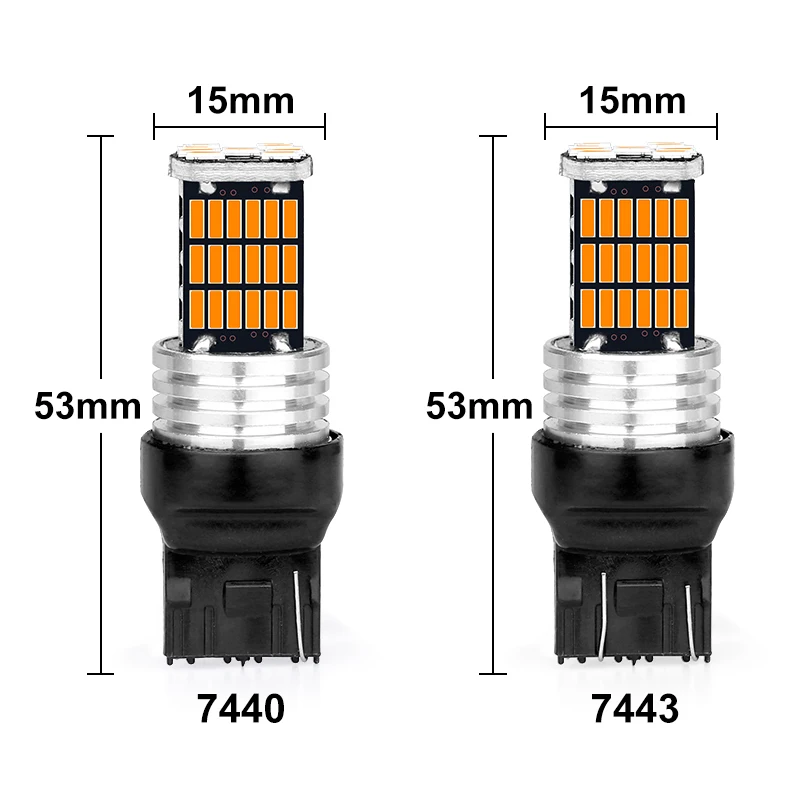 2 шт Автомобильный светодиодный T20 7443 7440 светодиодный W21W W21/5 Вт WY21W светодиодный Canbus Светодиодная Лампочка тормоза автомобиля обратный конец света 12V Белый Красный Янтарный авто лампа