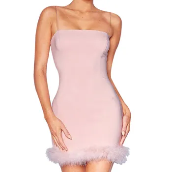 

Women's Sexy dress Female tight-fitting solid color sleeveless Strapless Halter Irregular Dress Ladies fashion