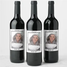 Персонализированные 60th день рождения пользовательские фото Cheers to 60 вино этикетка на заказ свадебное вино этикетка
