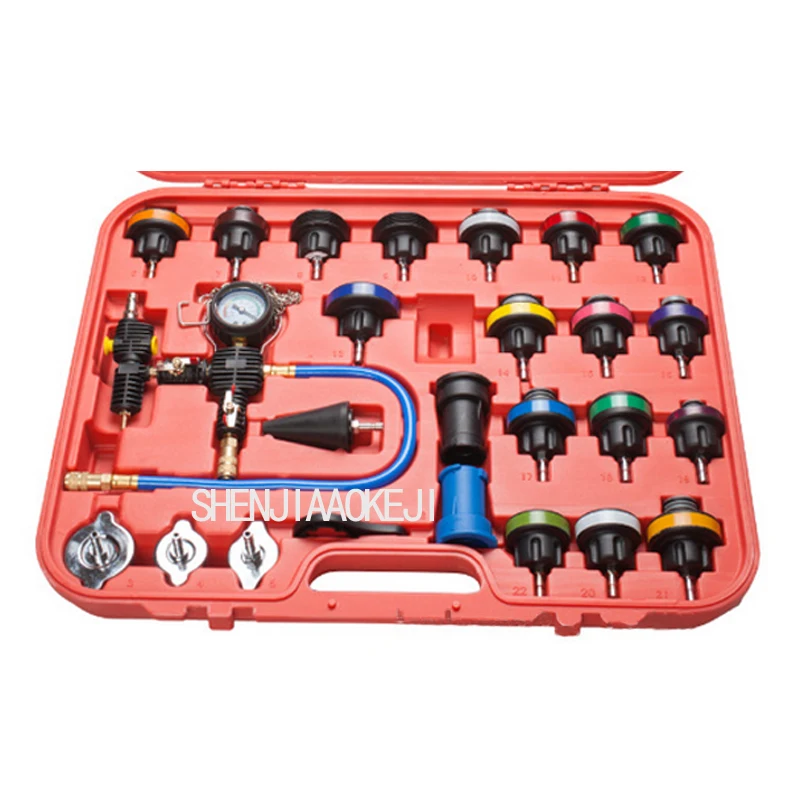 28 pcs/set  Portable Car tank pressure gauge Check leak meter Test scale  Add tank water antifreeze changer toolbox