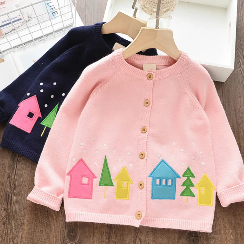 

Girls Sweaters 2019 New Spring Autumn Kids Clothes Baby Cotton Knitted Sweater Coat Cute Cartoon Children's Clothes