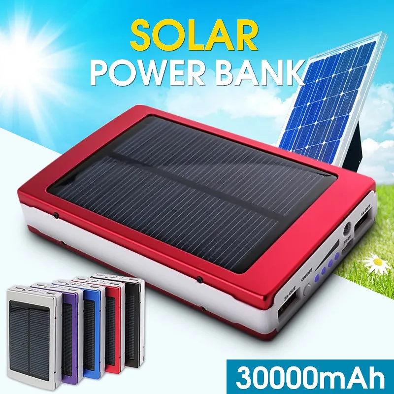 

1x 30000mAh Dual USB Solar Panel Power Bank External Battery Charger for DC 5V Outdoor Protable Emergency Battery