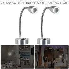2 PCS 3 W 12 V Caldo LED Spot Luce di Lettura ON OFF Interruttore Camper Caravan VAN Barca Camper Caldo luce