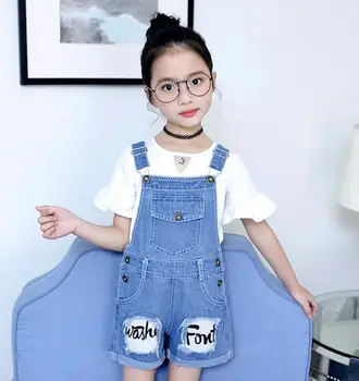 

Girls Shorts Summer 2019 New Children's Westernized Belt Pants Korean Edition of Children's Burrowed Jeans Suspenders