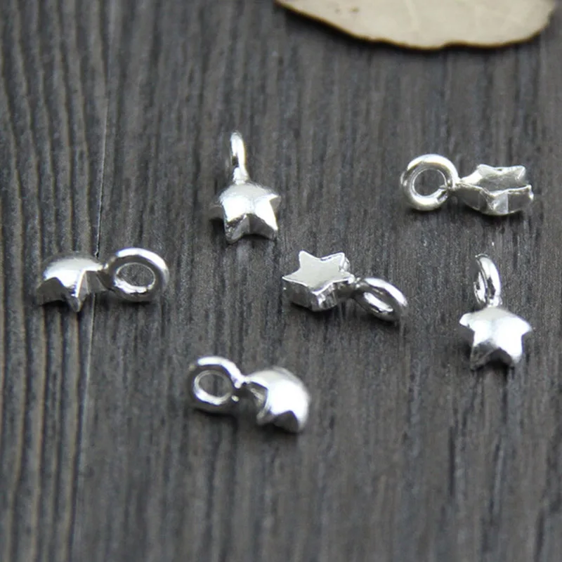 

100% 925 Sterling Silver Small Star Dangle Charms For Earrings Bracelets 9mm Silver Fine Pendants DIY Jewelry Making Accessories