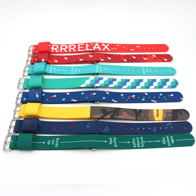 High-end printed Simple and stylish color RELAX letters nylon table bandwidth 18mm 20mm adapter belt ladies men's sports