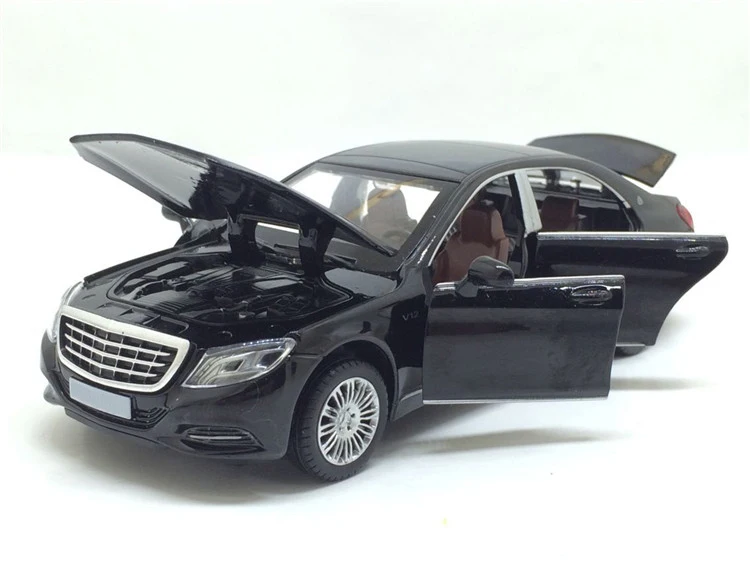 1/32 Maybach S600 литая под давлением металлическая модель автомобиля, игрушечный имитирующий автомобиль, светильник с музыкой, 6 дверей, можно открыть, подарки для детей