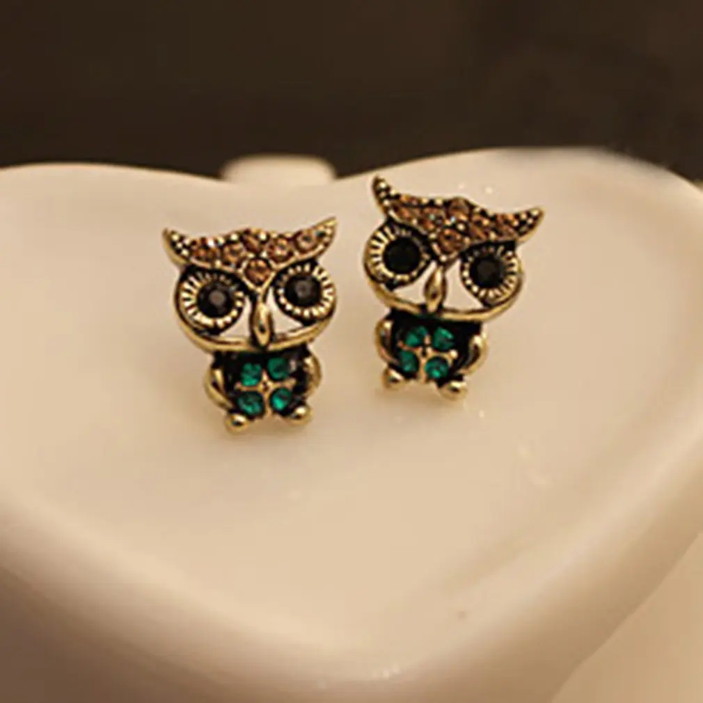 

Fashion Cute Crystal Owl Girls Stud Earrings For Women Vintage Vintage Ear Earrings Decoration Accessories Drop Shipping