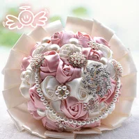 How Sale Wedding Supplies Brooch Bridal Bouquet Diamond Viscose Bridal Bouquet Pearl Ribbon 2015 Bouquet Bride Holding Flowers