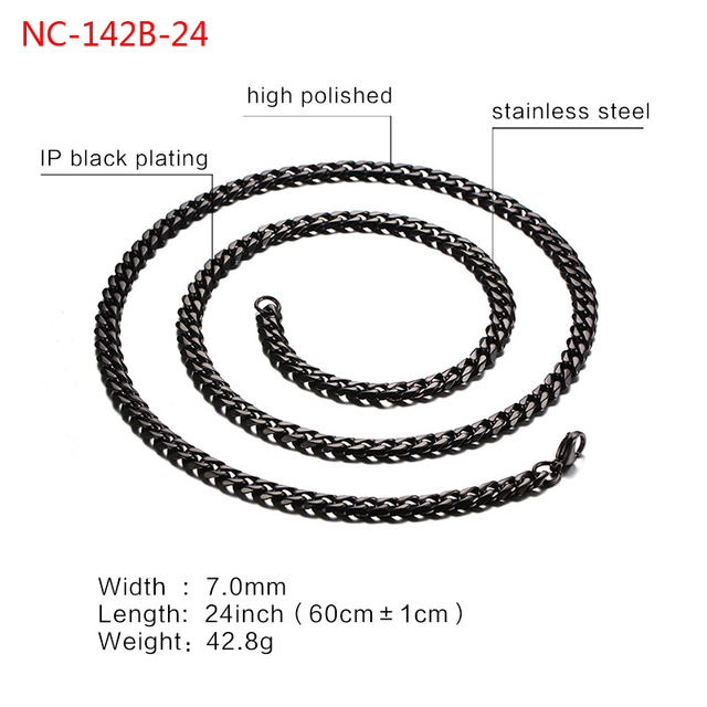 Fashion Stainless Steel 24/30inch Long Chains Necklaces For Men 3mm/5mm/7mm Wide Gold-Color Necklace Chain Jewelry
