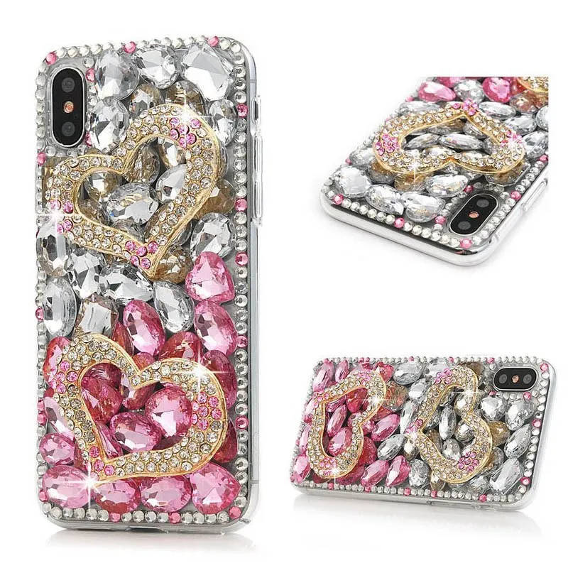 Для iPhone XS Max Lady Love Shape Bling Diamond Case горный хрусталь камень ювелирное покрытие чехол