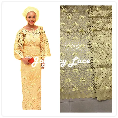 Африканский кружево Ткань 5yds/pce компанией dhl лепесток с бусины Ткань с лазерной обработкой для великолепные для женщин asoebi платье высокое качество