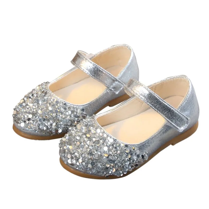 

Spring Autumn Children Girls Princess Rhinestone Shoes Little Girls Fashion Casual Dance Shoes Gold Pink Sliver 3 Colors 0-6Y M