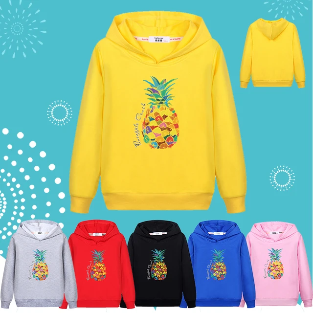 2018 Kids Long Sleeve 3D Multicolour Pineapple Top Casual Loose 6 Colors Cotton Pullover Hoodies Spring Autumn Shade Sweatshirt