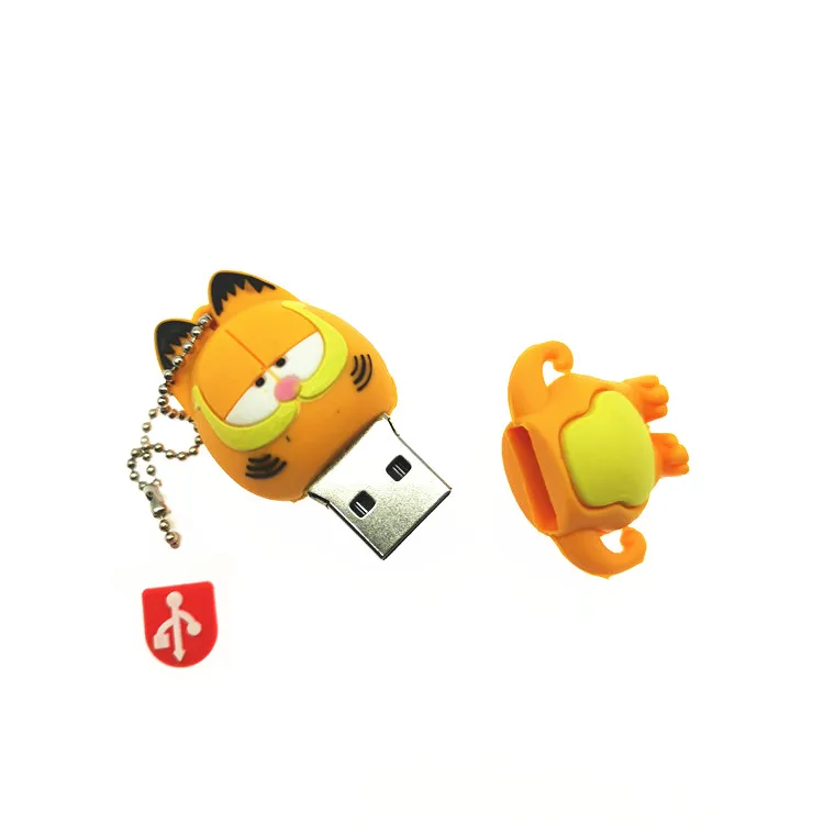 Cartoon Mini Garfield Cat USB 2.0 Flash Drive 4GB 8GB 16GB 32GB 64GB Portable Key USB Memory Stick Pendrive External Storage
