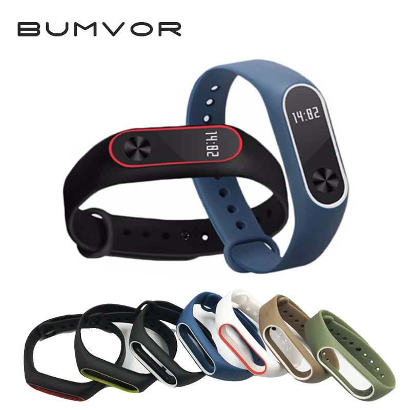 BUMVOR двойной цвет mi Band 2 аксессуары Pulseira mi band 2 ремешок сменный силиконовый ремешок для xiaomi mi2 умный Браслет