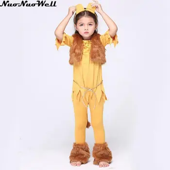 

Cut Yellow Cat Girls Uniform Children Lion Cosplay Costume Halloween Pirate Clothing for Kids Cosplay Performance for Carnival