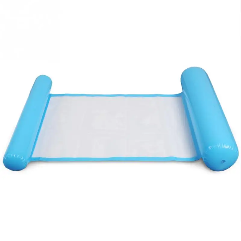 Blue Outdoor Foldable Water Hammock Single People Increase Inflatable Air Mattress Beach Lounger Floating Sleeping Bed Chair - Color: Blue