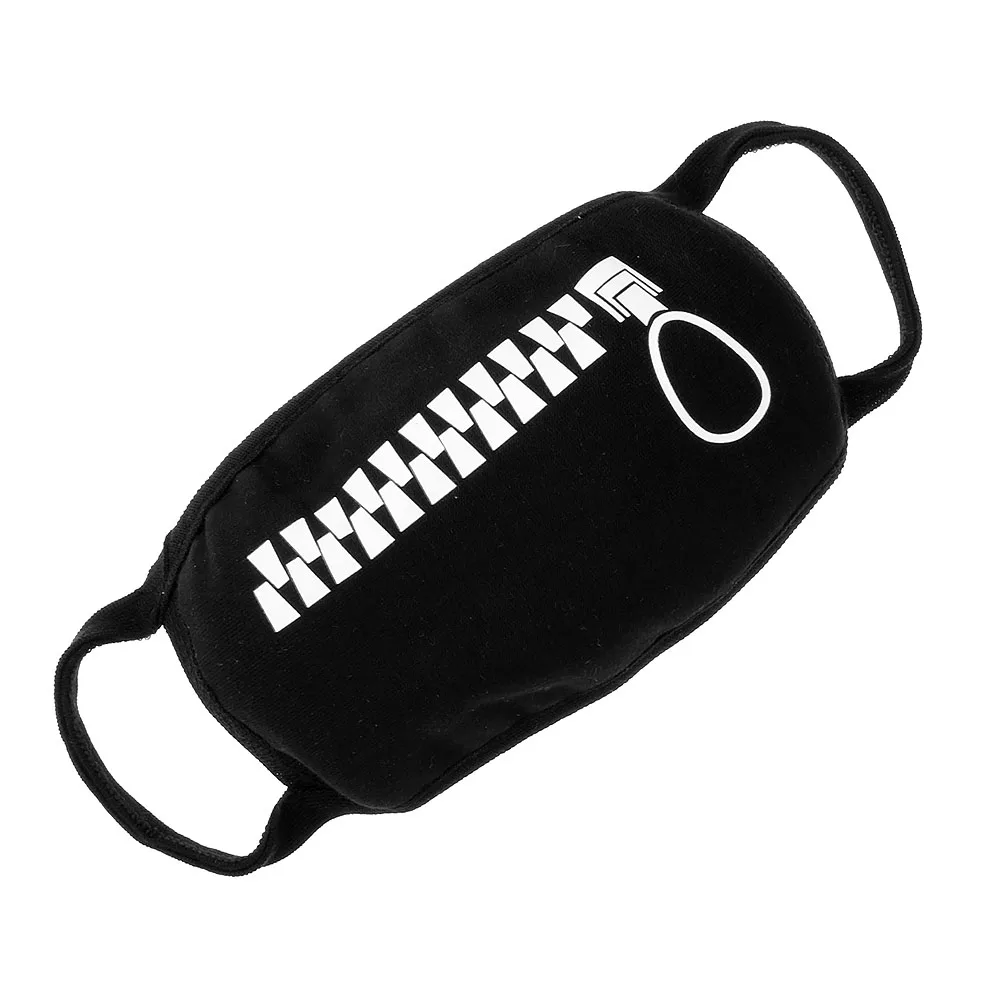 New Unisex Cosplay Cotton Black Cartoon Funny Zipped Teeth Half Face Mouth Mask