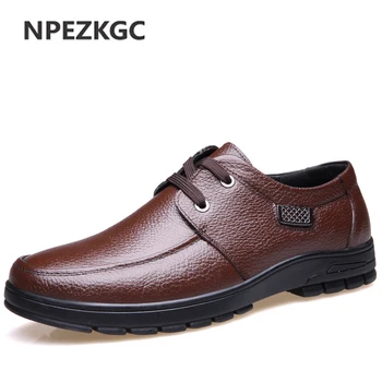 

NPEZKGC New Fashion Men Classic Business Handmade Leather Shoes Men Casual Lace-up Flat Patent Breathable Loafers shoes men
