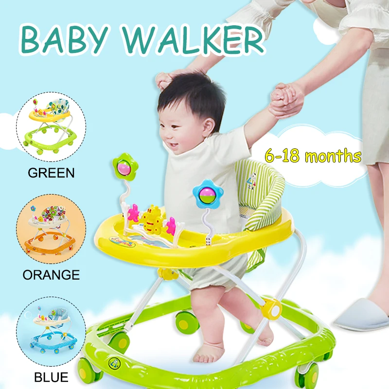 

6-18 Months Baby Walker Baby Balance First Steps Walker Kids Toddler Early Educational Trolley Learning To Stand Walker