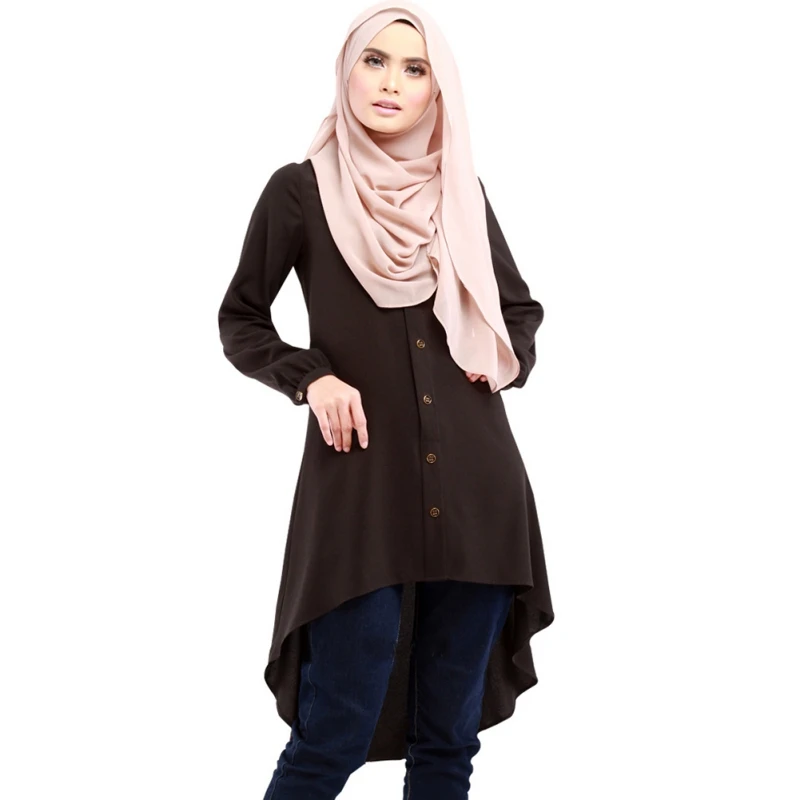 Плюс Размеры 3XL Новый мусульманский Абаи Арабский платье свободную рубашку платья Кнопка большой Размеры мусульманских Для женщин шифон