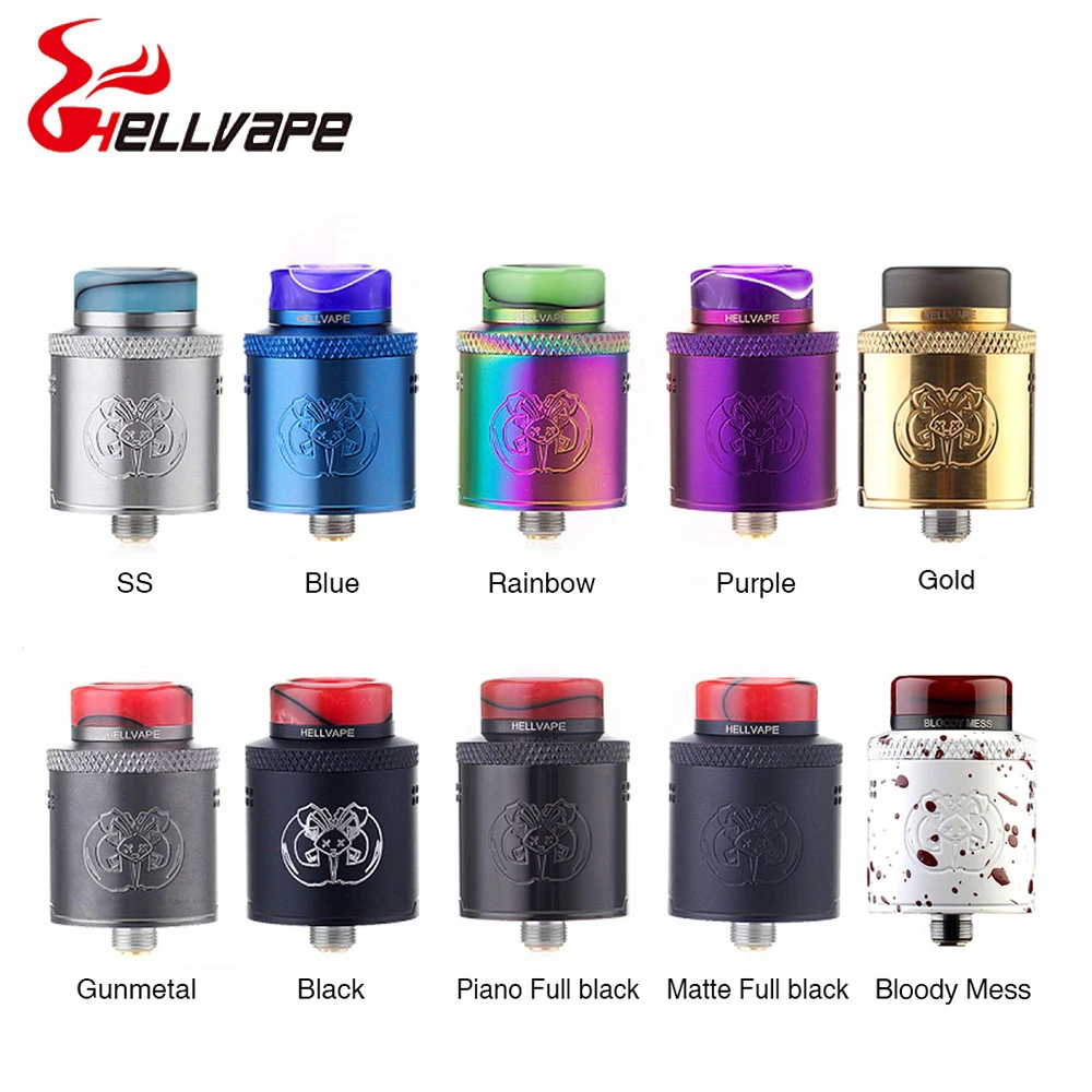 Billig Elektronische zigaretten Hellvape Drop Dead 24mm RDA Mit Harz Driptip Single Dual Spule Baut für Aegis mod VS toten kaninchen rda