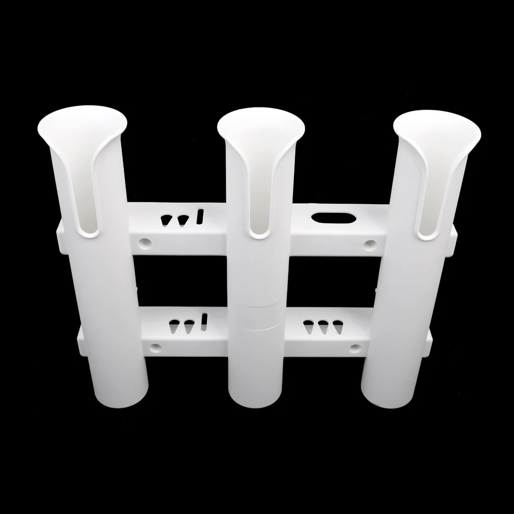 Boat Fishing Vertically Mounted PP 3 Pole Rod Holder Storage Rack with 4 Mounting Screws White