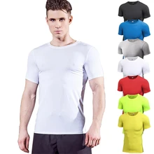 Мужская футболка для фитнеса, короткий рукав, баскетбольная, для бега, спортивная рубашка, для бодибилдинга, спортзала, компрессионные колготки, быстро сохнет, футболка, одежда для спортзала