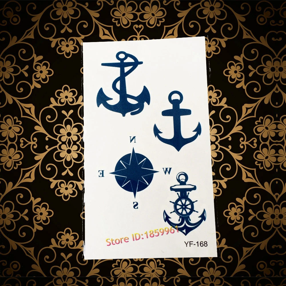 

Hot Fashion Flash Temporary Tattoo Stickers Men Women Makeup YF168 Anchor Compass Harajuku Waterproof Tattoo Arm Neck Hand Tatoo