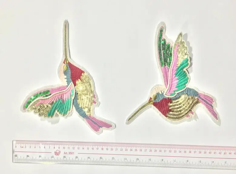 2 шт./пара швейная аппликация золотом птицы Badgets для одежды Птицы заплата вышивки приложений P3