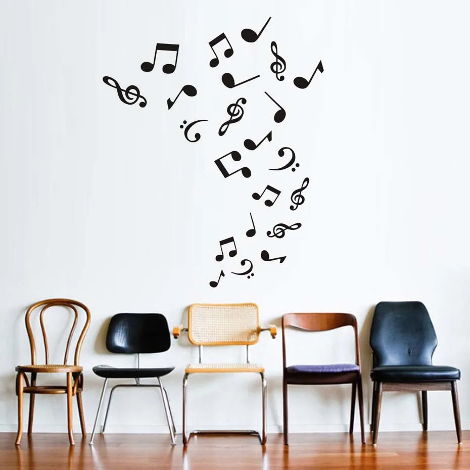 

Musical Notes Letters Wall Sticker For Kids Bedroom Vinyl Wallpaper Self Adhesive Waterproof Home Decor Wall Decals Art Murals
