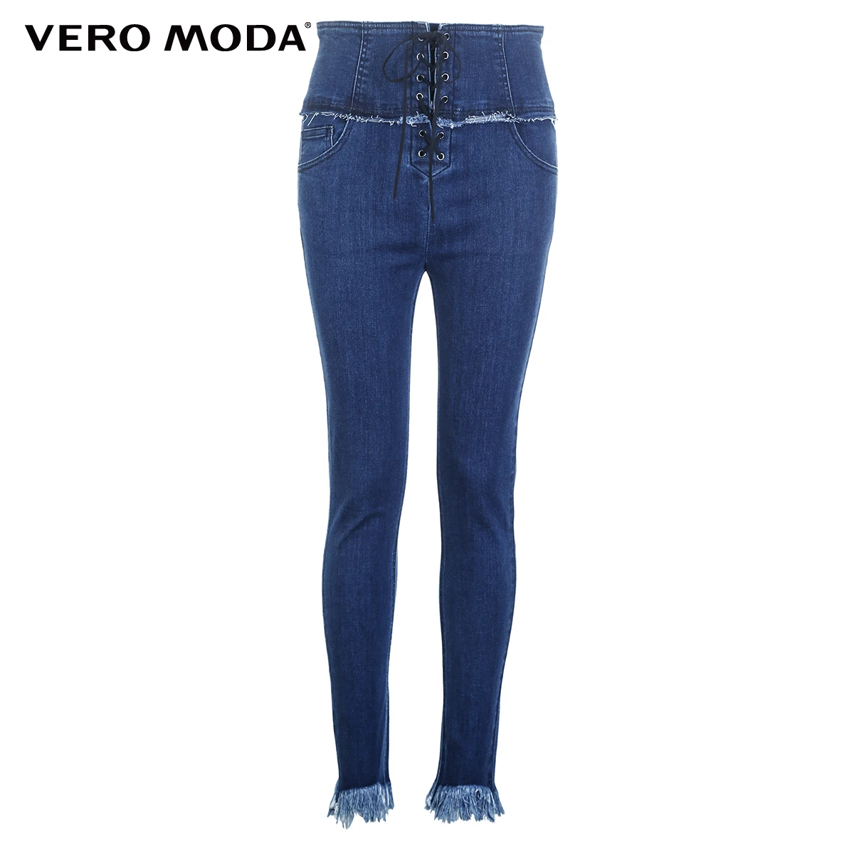 Vero Moda новые женские уличные стиль на шнуровке с высокой талией стрейч облегающие укороченные джинсы | 318349527