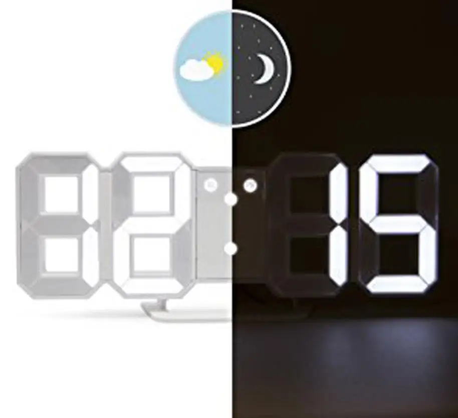Модные 4 цвета светодио дный время Дисплей современные цифровые светодио дный стол ночь стены электронный будильник часы 24 или 12 час Дисплей