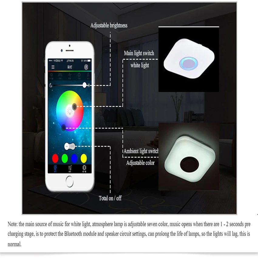 Музыкальный потолочный светильник с Bluetooth динамик современная люстра RGB Изменение цвета 24 Вт домашний plafonnier светодиодный свет Deckenleuchte