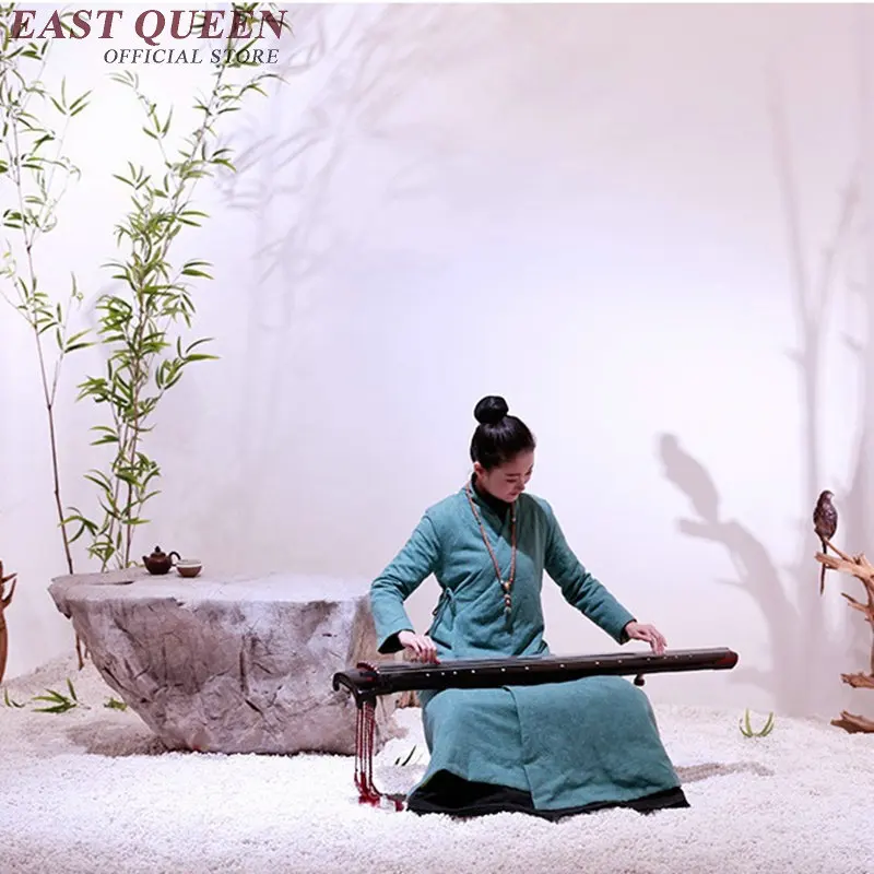 Традиционная китайская одежда женский халат в китайском стиле льняная ткань зимнее платье Свободный чеонгам свободный размер AA2815 YQ