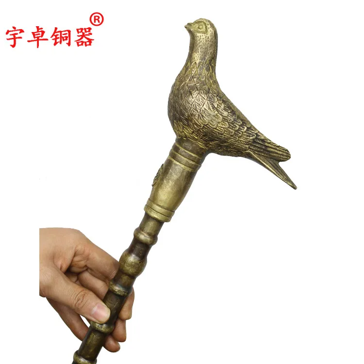 Yu Zhuo brass copper cane crutches leading dove stick horse Zodiac ornaments cutting dies aquarium | Дом и сад