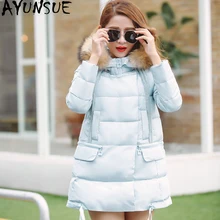 AYUNSUE, Женская куртка-пуховик на утином пуху, осенне-зимнее пальто, женская Корейская розовая парка, женские куртки, Chaqueta Mujer KJ646