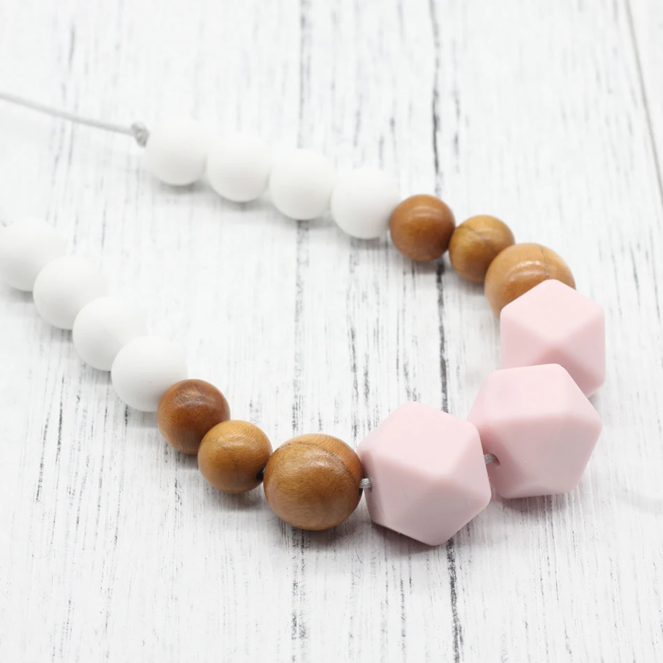 Baby Silicone Teether Necklace 1PC Collar Baby Silicone Bpa Free Silicone Beads Baby Sensory Toys Charm Pacifier