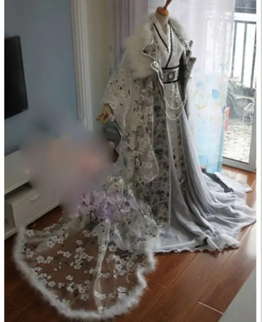 2 вида конструкций Mu Yan шифоновый мужской костюм с длинным хвостом Hanfu