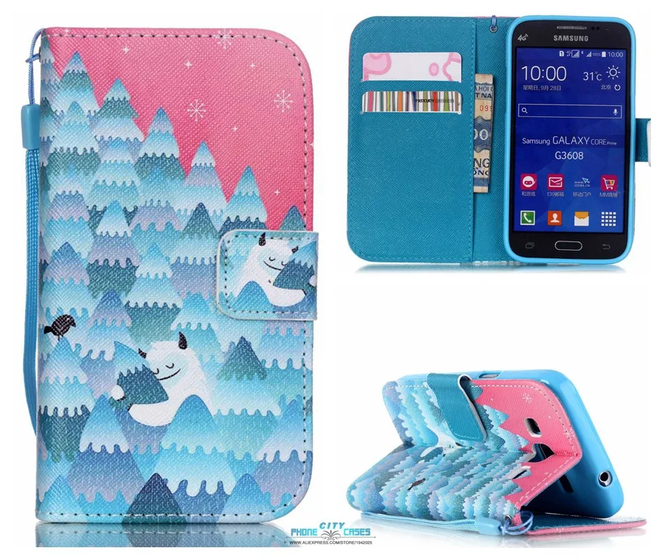 Fundas Para For G360 shell Cute Pug dog Unique pattern Stand Flip Wallet Silicon Back Cover For Samsung Galaxy Core prime Case (9)