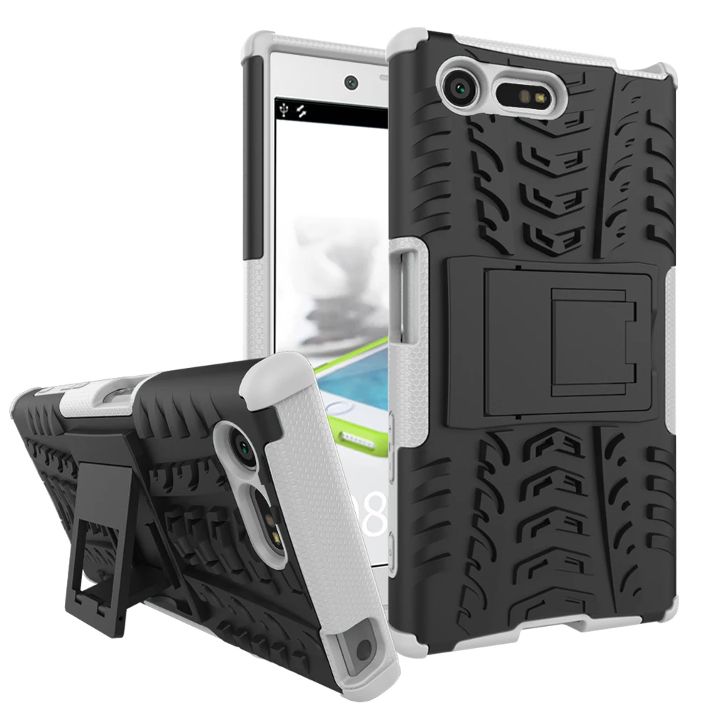 

Anti-knock 2 in 1 Kickstand Phone Case for Sony Xperia X/X Performance/X Compact Soft TPU+Hard PC Armor Heavy Duty Cover Shells