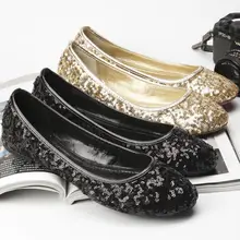 Женская обувь с золотыми блестками повседневные женские модные черные лоферы на плоской подошве, с блестками, с круглым носком, без шнуровки, женская обувь с украшениями, большие размеры 35-41